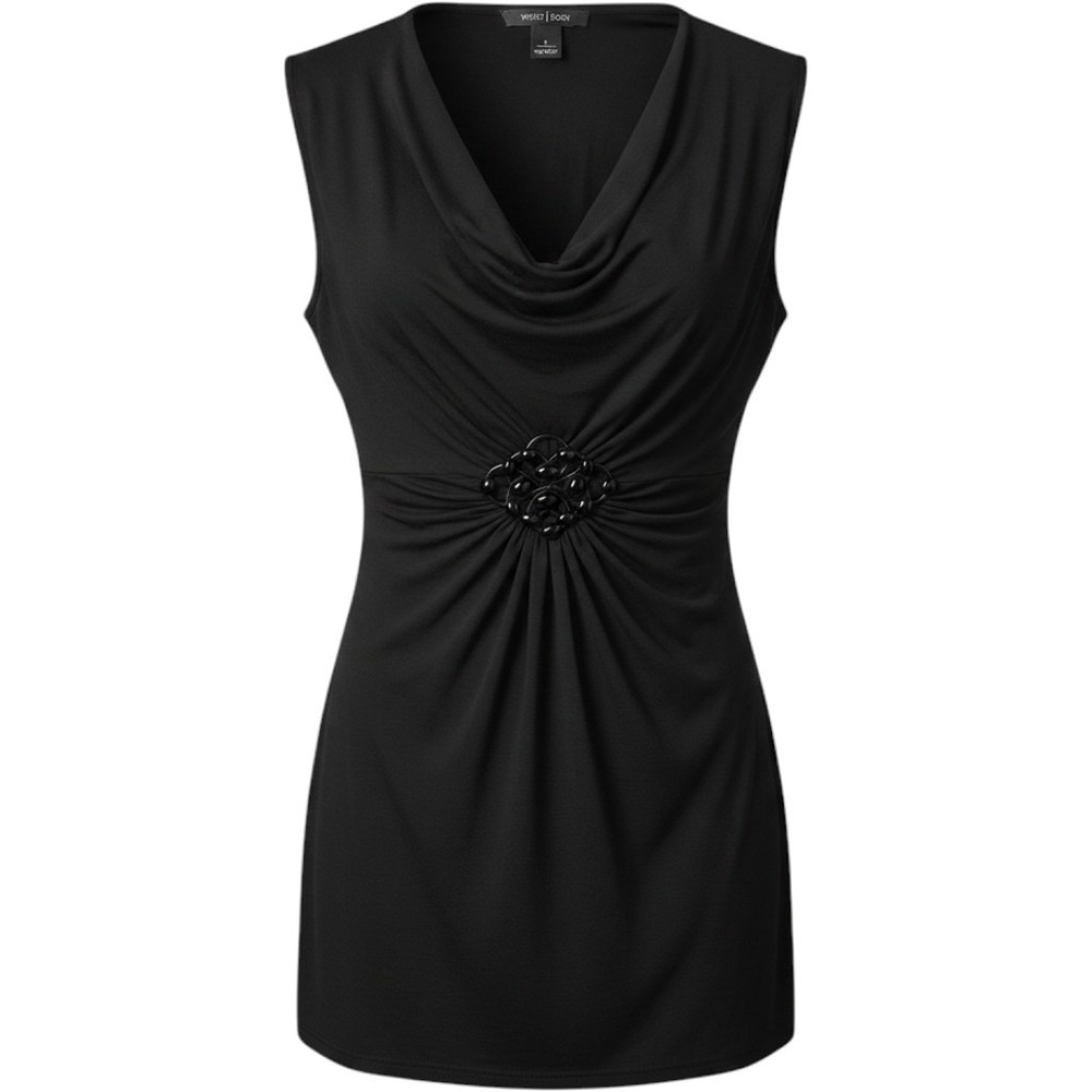 White House Black Market Size S‎ Y2k Black Sky Top Drape Medallion Housewives